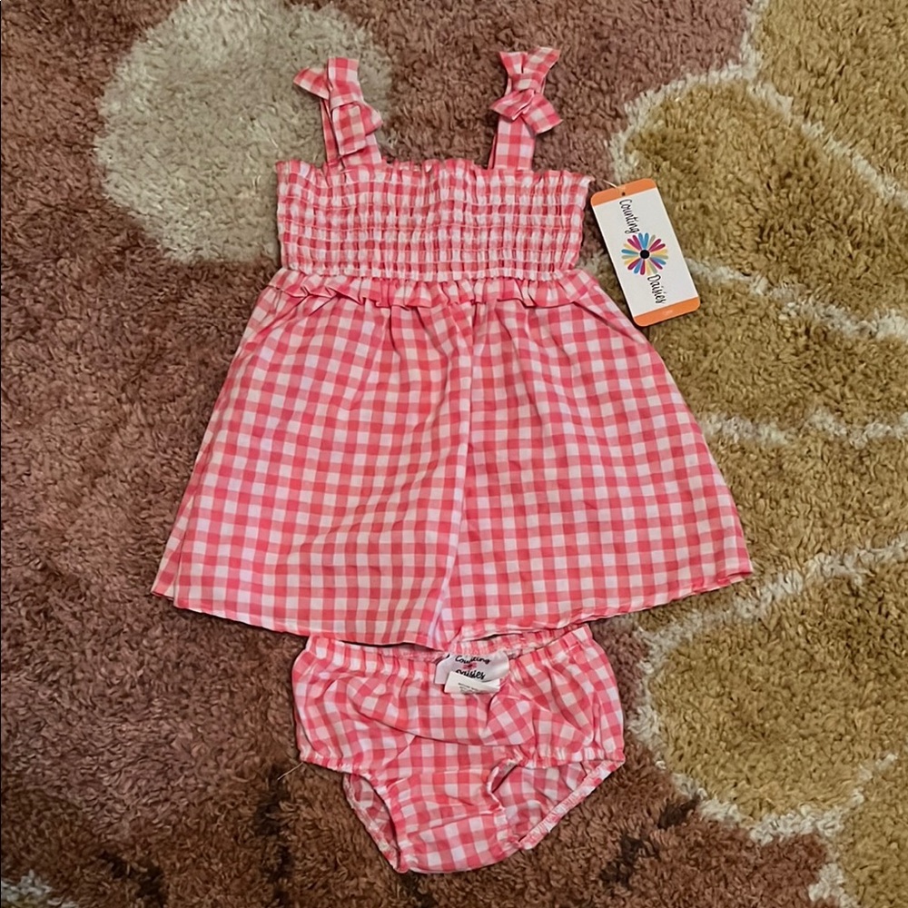 Pink Gingham Dress Set for Kids